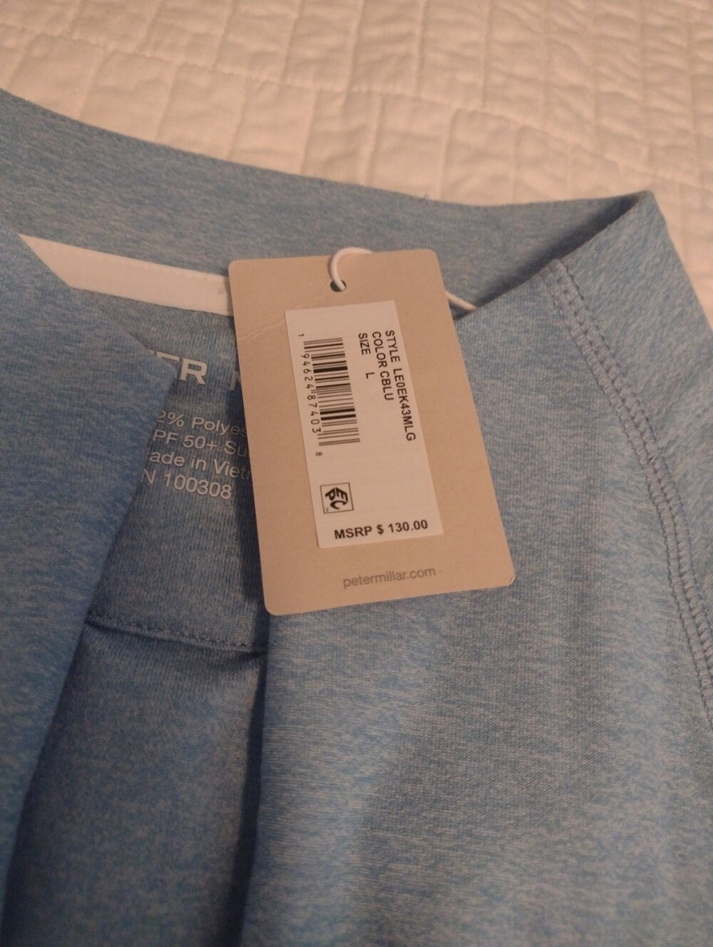 New Peter Millar Crown Women L Pullover 1/4 Zip Long Slv Blue Turner Golf UPF50 - Picture 8 of 11